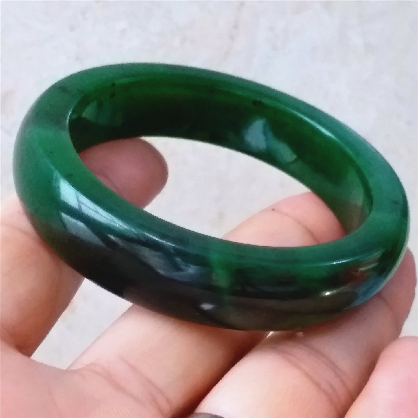 52.3mm Natural Nephrite Round bangle  Green stone Canadian Jade Bracelet Pounamu Nephrite  Jade lady Canadian Jasper BC Greenstone 05