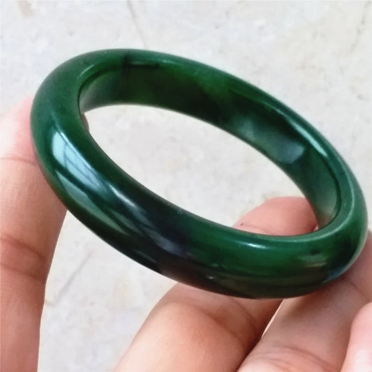 52.6mm Natural Nephrite Round bangle  Green stone Canadian Jade Bracelet Pounamu Nephrite  Jade lady Canadian Jasper BC Greenstone 09