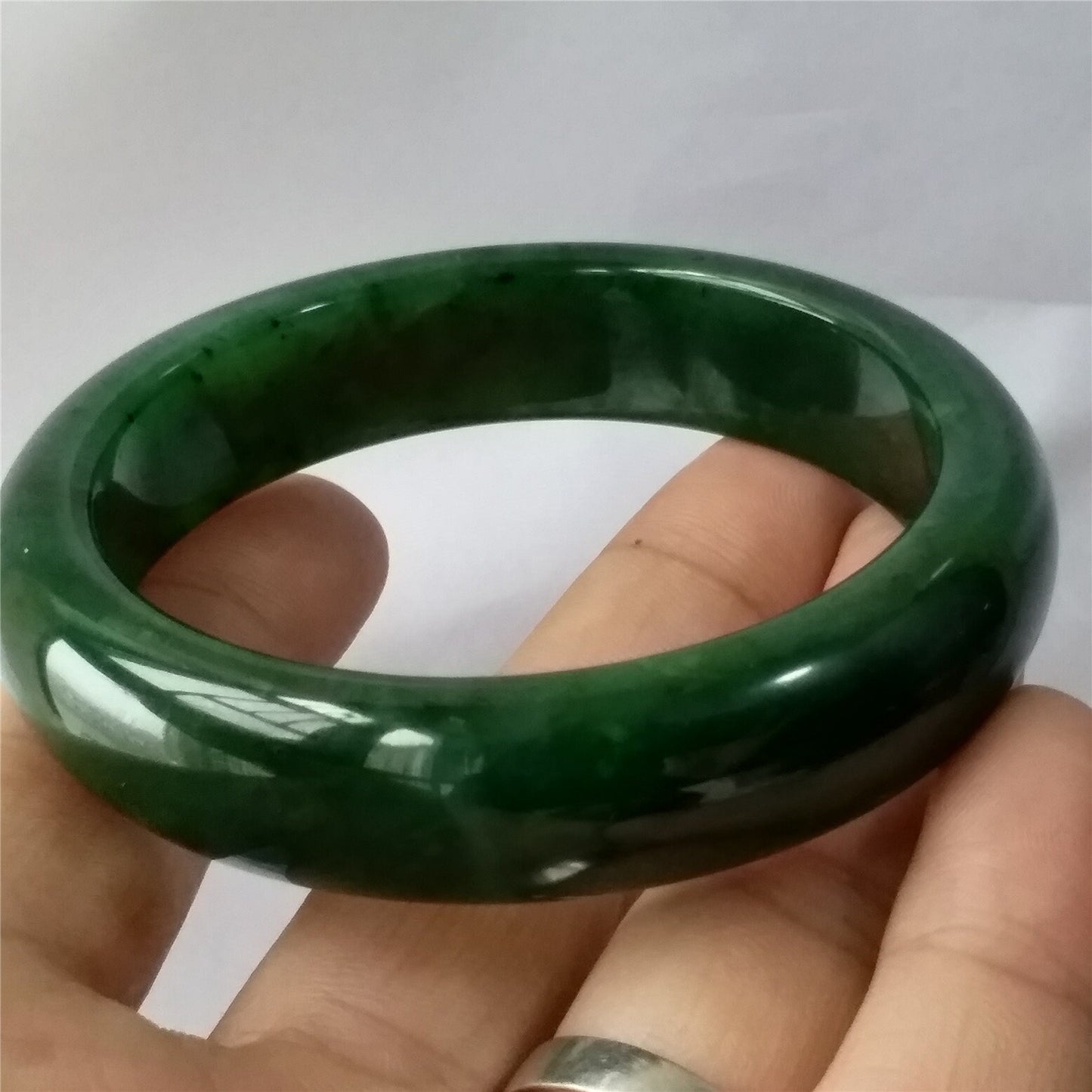 58.8mm Natural Nephrite Round bangle  Green stone Canadian Jade Bracelet Pounamu Nephrite  Jade lady Canadian Jasper BC Greenstone 019