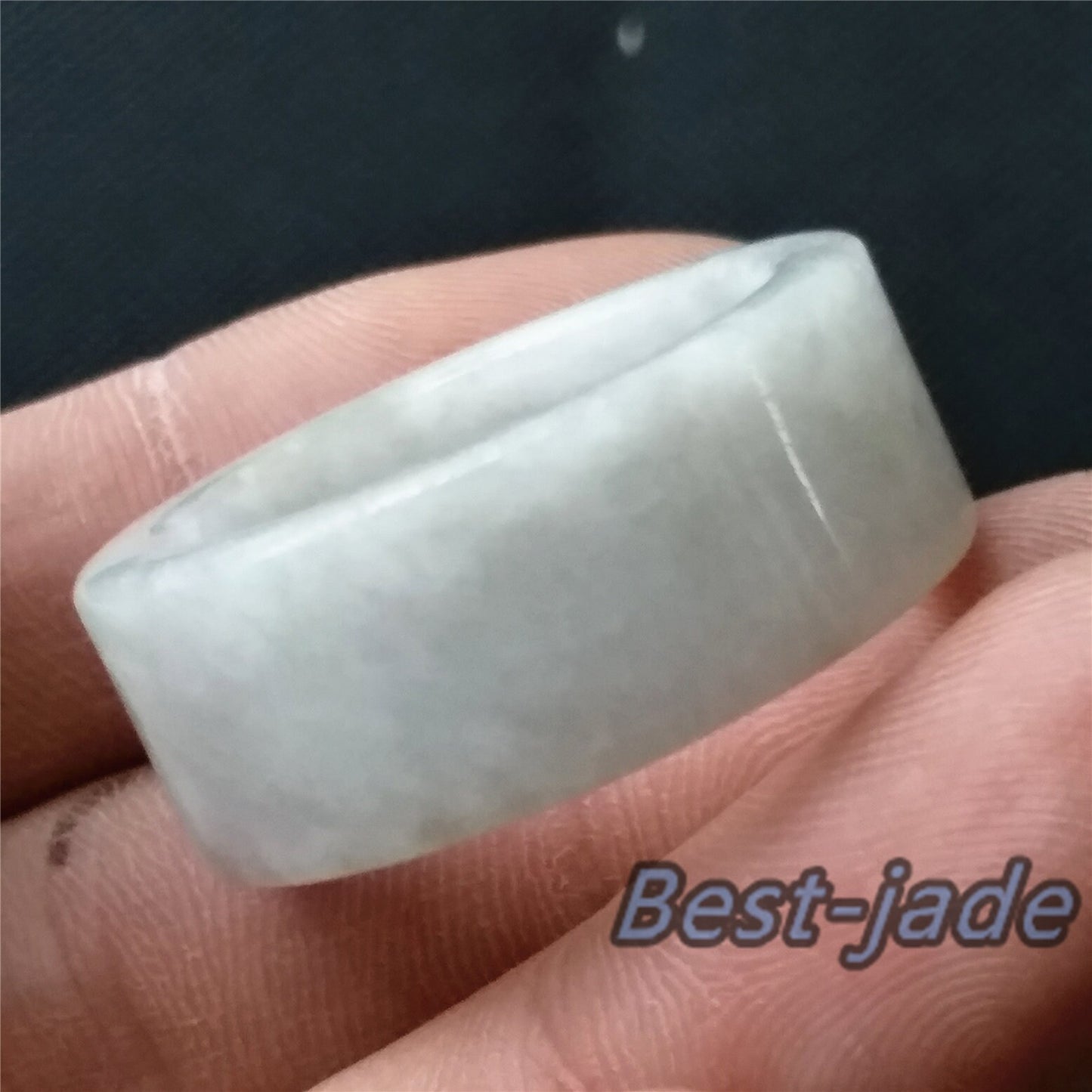 BIG 23.4mm Grade A jade Wide Band Ring Natural Real Jadeite Hand carved bead Green gemstone Burma Lady jadeware Type A stone finger ring