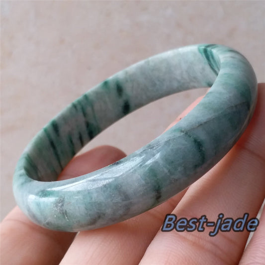 58,5 mm grüner Jade-Armreif der Güteklasse A, natürlicher Burma-Jade-Armreif, handgeschnitzte Damenkette, Eis-Jadeit