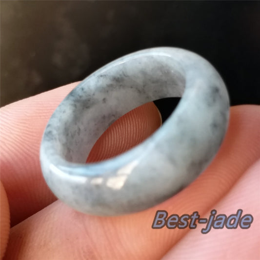 18.2mm Grade A jade Narrow Band Ring  Natural Real Jadeite Hand carved bead Green gemstone Burma Lady  finger ring Type A stone Jewelry 099