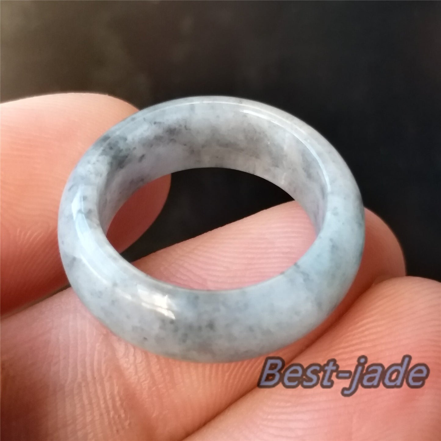 18.2mm Grade A jade Narrow Band Ring  Natural Real Jadeite Hand carved bead Green gemstone Burma Lady  finger ring Type A stone Jewelry 099