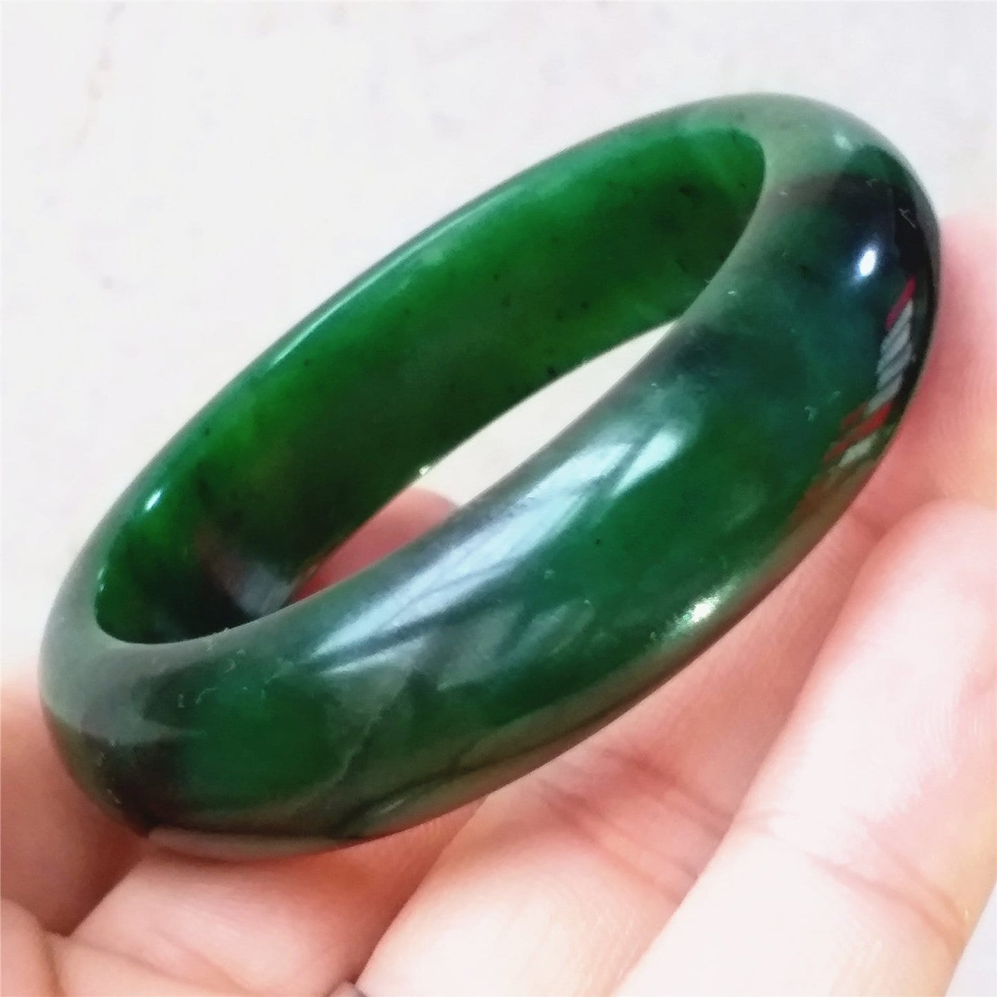 52.8mm Grade A Nephrite Round bangle Natural Green stone Canadian Jade Bracelet Pounamu Nephrite  Jade lady Canadian Jasper BC Greenstone 02