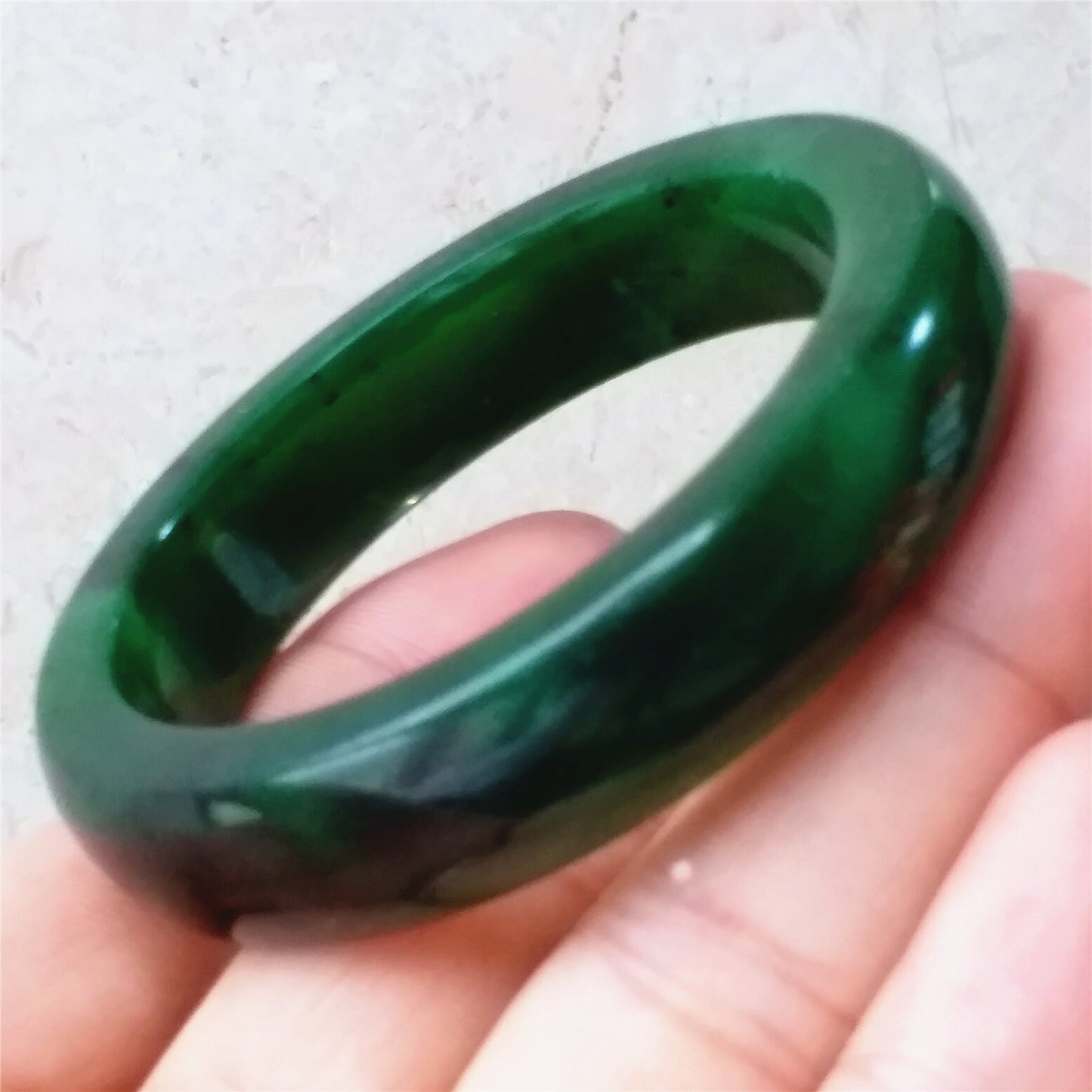 52.3mm Natural Nephrite Round bangle  Green stone Canadian Jade Bracelet Pounamu Nephrite  Jade lady Canadian Jasper BC Greenstone 05