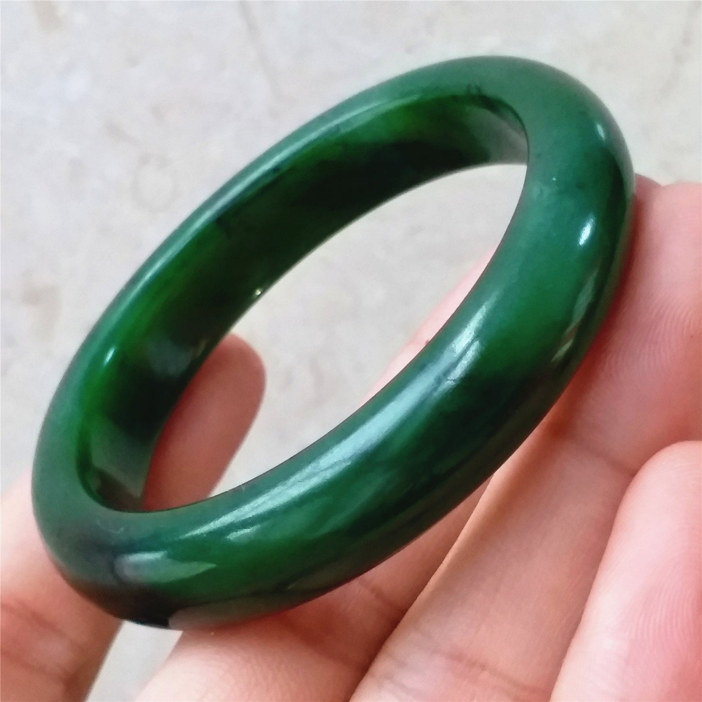 52.6mm Natural Nephrite Round bangle  Green stone Canadian Jade Bracelet Pounamu Nephrite  Jade lady Canadian Jasper BC Greenstone 09