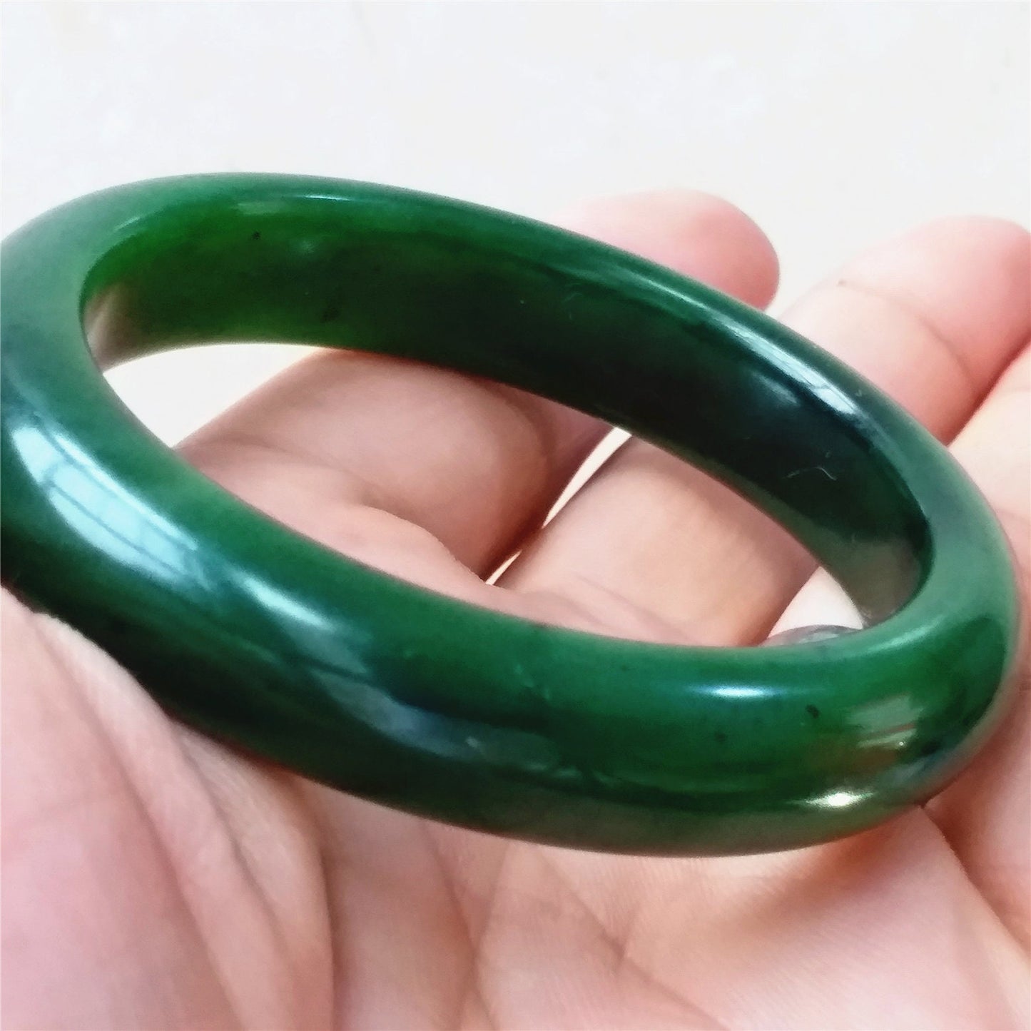 52.6mm Natural Nephrite Round bangle  Green stone Canadian Jade Bracelet Pounamu Nephrite  Jade lady Canadian Jasper BC Greenstone 09