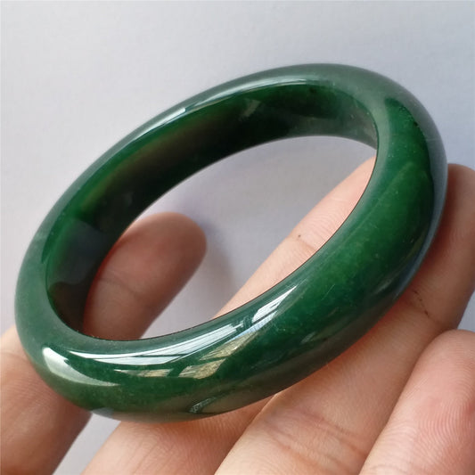 56,4 mm natürlicher Nephrit-Rundarmreif, grüner Stein, kanadischer Jade-Armband, Pounamu-Nephrit-Jade-Dame, kanadischer Jaspis BC Greenstone 014