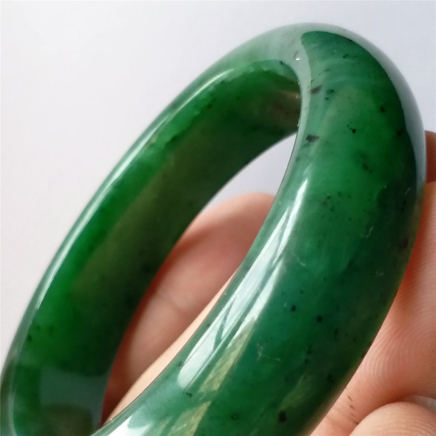 54.5mm Natural Nephrite Round bangle  Green stone Canadian Jade Bracelet Pounamu Nephrite  Jade lady Canadian Jasper BC Greenstone 015