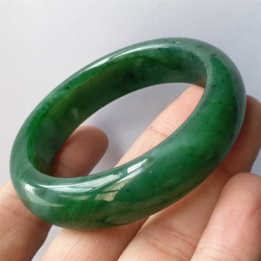 54.5mm Natural Nephrite Round bangle  Green stone Canadian Jade Bracelet Pounamu Nephrite  Jade lady Canadian Jasper BC Greenstone 015