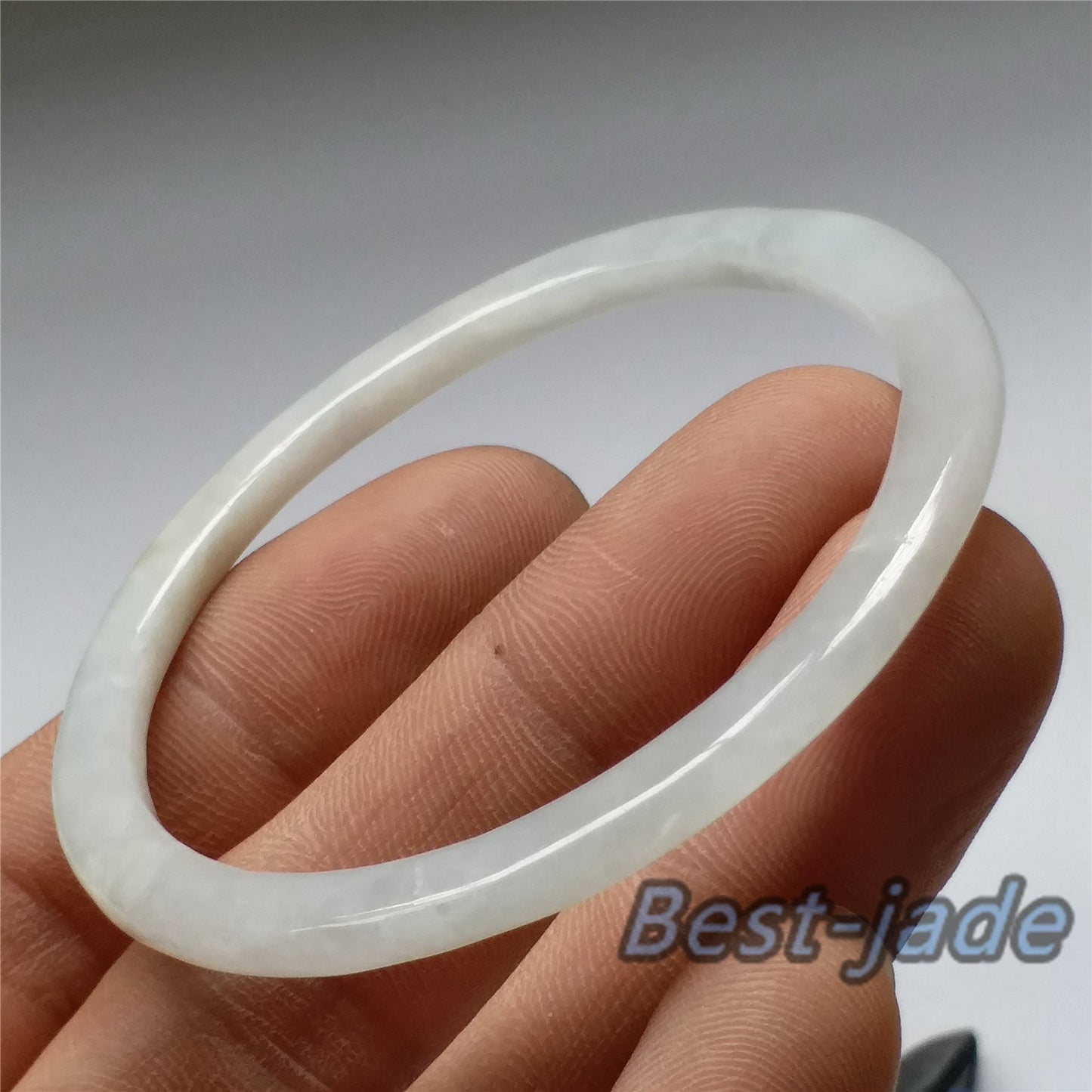 53.8mm Grade A Jade Thin band round Bangle Natural Burma jadeite green Bracelet Lady Girl Chain ICE Type A stone hand wristlet 翡翠 A货 手镯