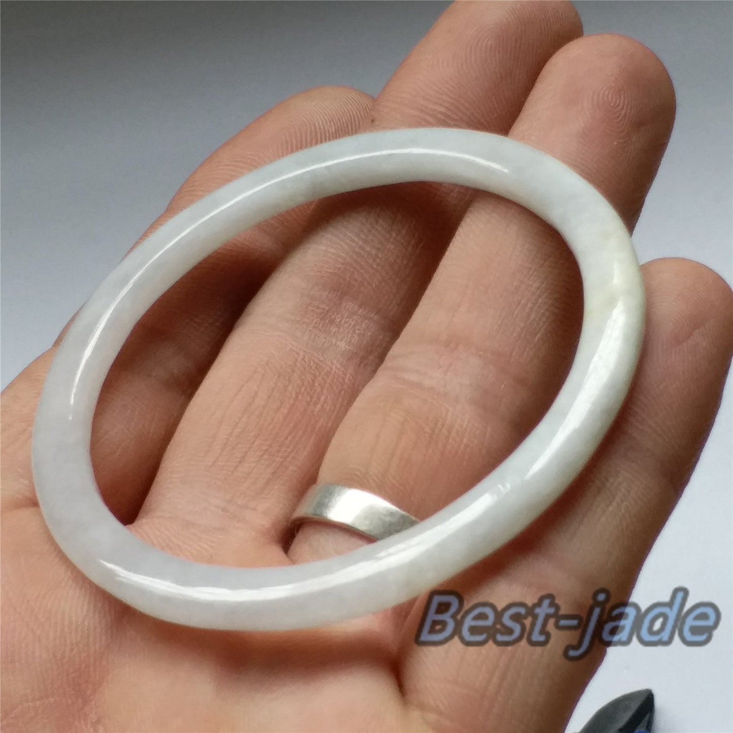 53.8mm Grade A Jade Thin band round Bangle Natural Burma jadeite green Bracelet Lady Girl Chain ICE Type A stone hand wristlet 翡翠 A货 手镯