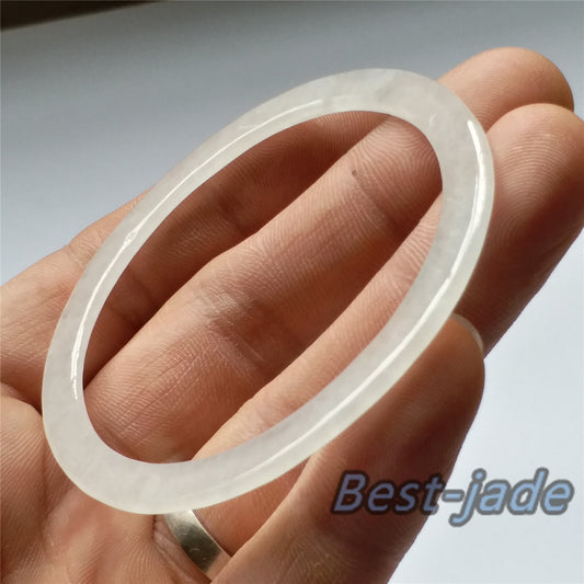 55.9*49.3mm Grade A Jade Thin band round Bangle Natural Burma jadeite green Bracelet Lady Girl Chain ICE Type A hand wristlet 翡翠 A货 手镯