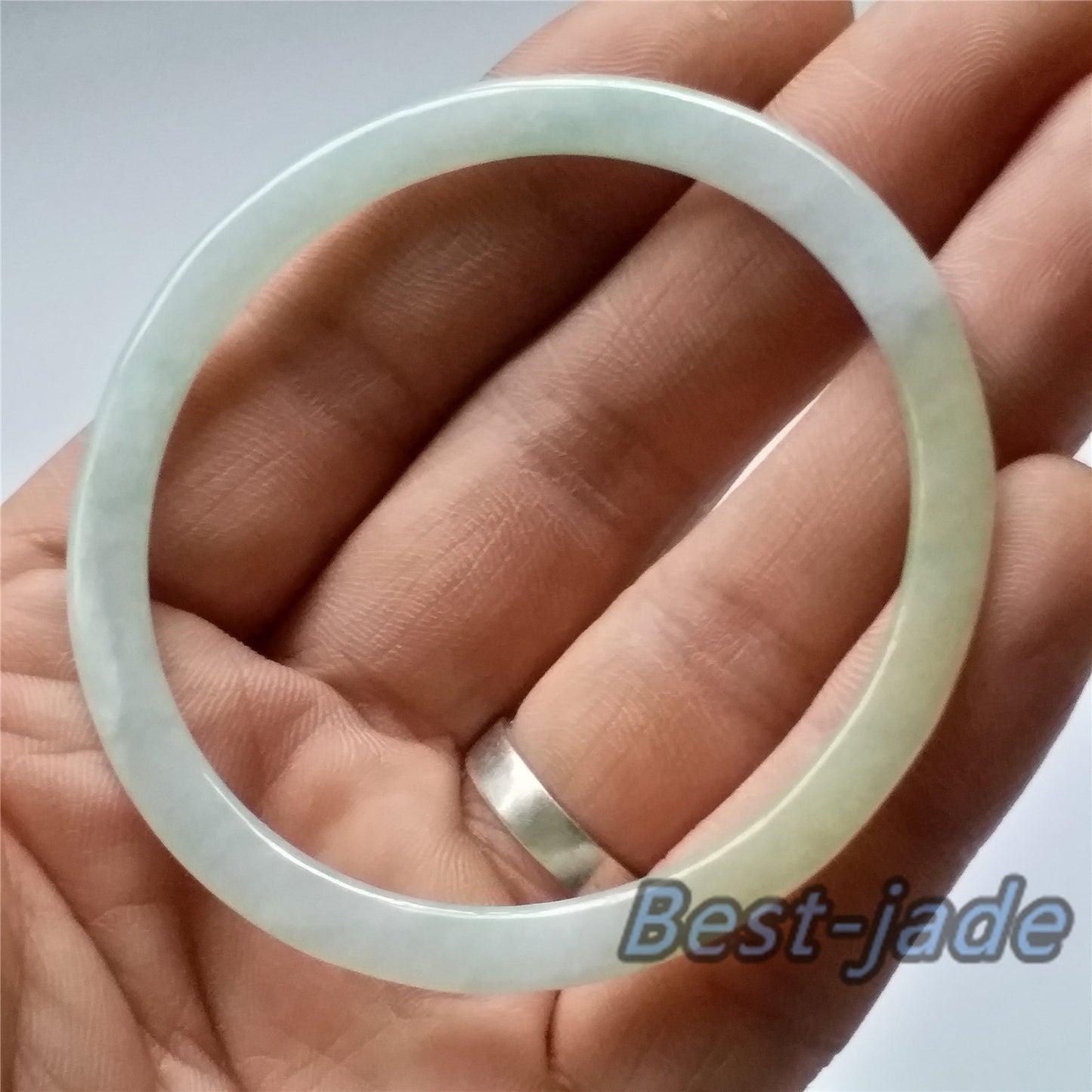 56.1mm Grade A Jade Thin band round Bangle Natural Burma jadeite green Bracelet Lady Girl Chain ICE Type A hand wristlet 翡翠 A货 手镯