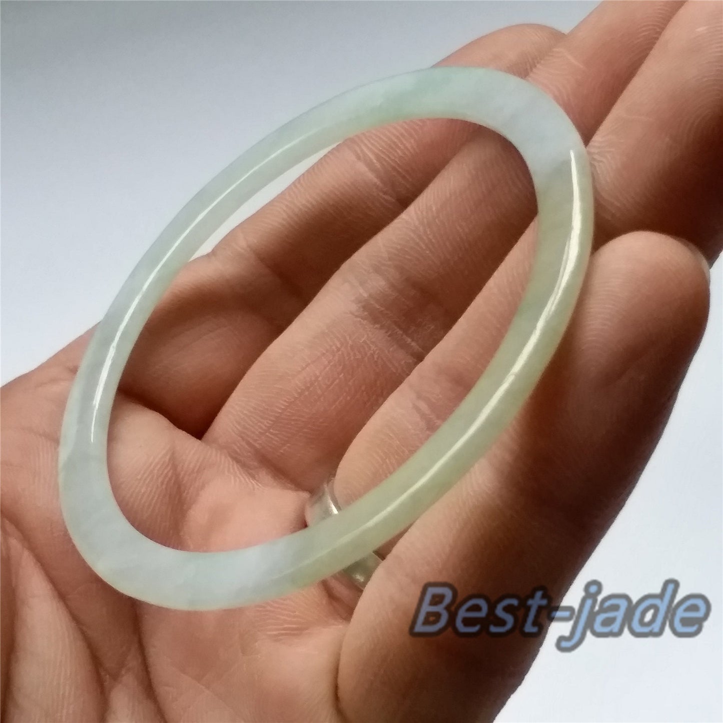 56.1mm Grade A Jade Thin band round Bangle Natural Burma jadeite green Bracelet Lady Girl Chain ICE Type A hand wristlet 翡翠 A货 手镯