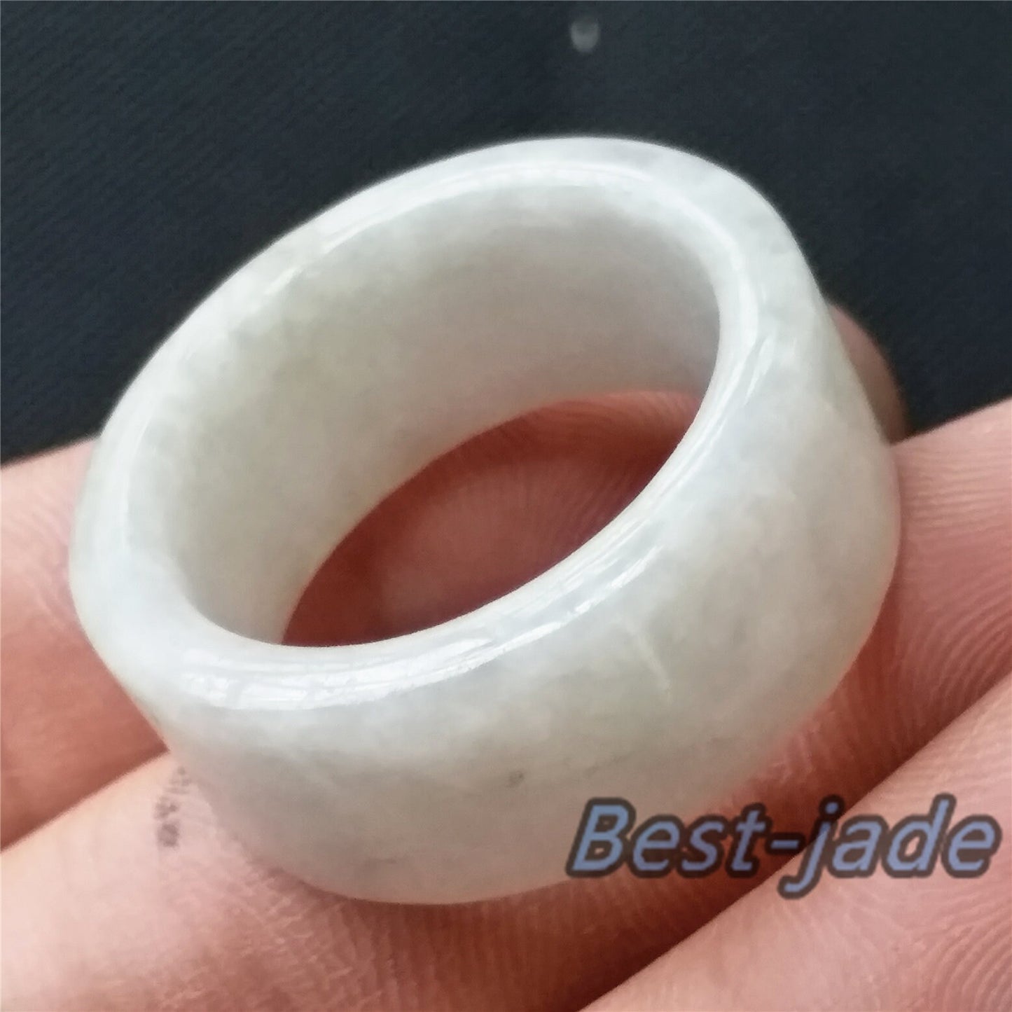 BIG 23.4mm Grade A jade Wide Band Ring Natural Real Jadeite Hand carved bead Green gemstone Burma Lady jadeware Type A stone finger ring