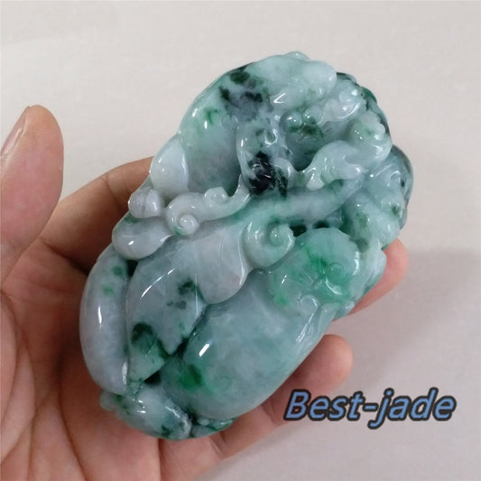 Natural Green Dragon Hand held Massage Jadeite  Hand craved Natural Burma Jade BEADS Anhänger Gemstone Hanging A stone