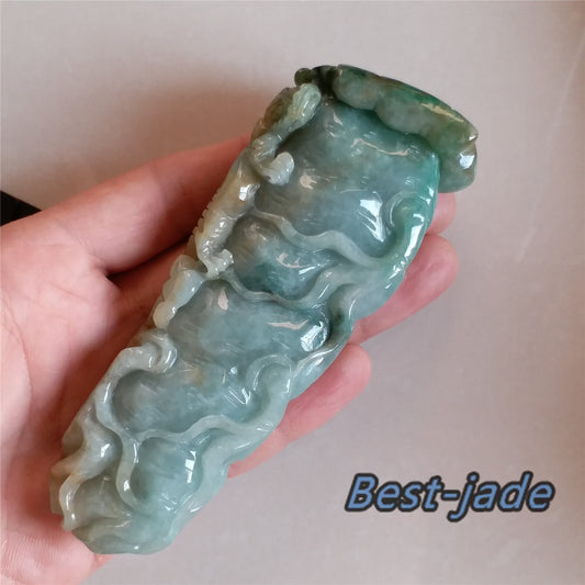 Ginseng Hand pieces Massage three color Natural Grade A Green Jade Burman Jadeite BEADS Pendant Gemstone Hanging A stone 翡翠