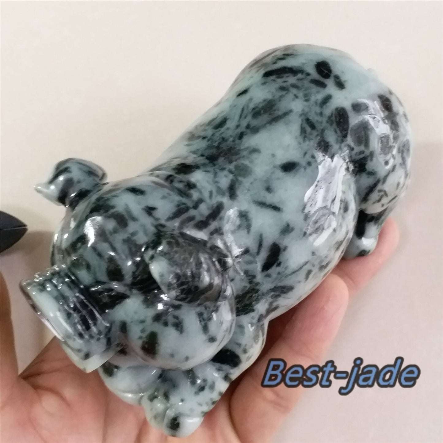 PIG Big Hand pieces Massage Held Hand craved Natural（Grade A）Green Jade Jadeite BEADS Anhänger Gemstone Hanging A stone