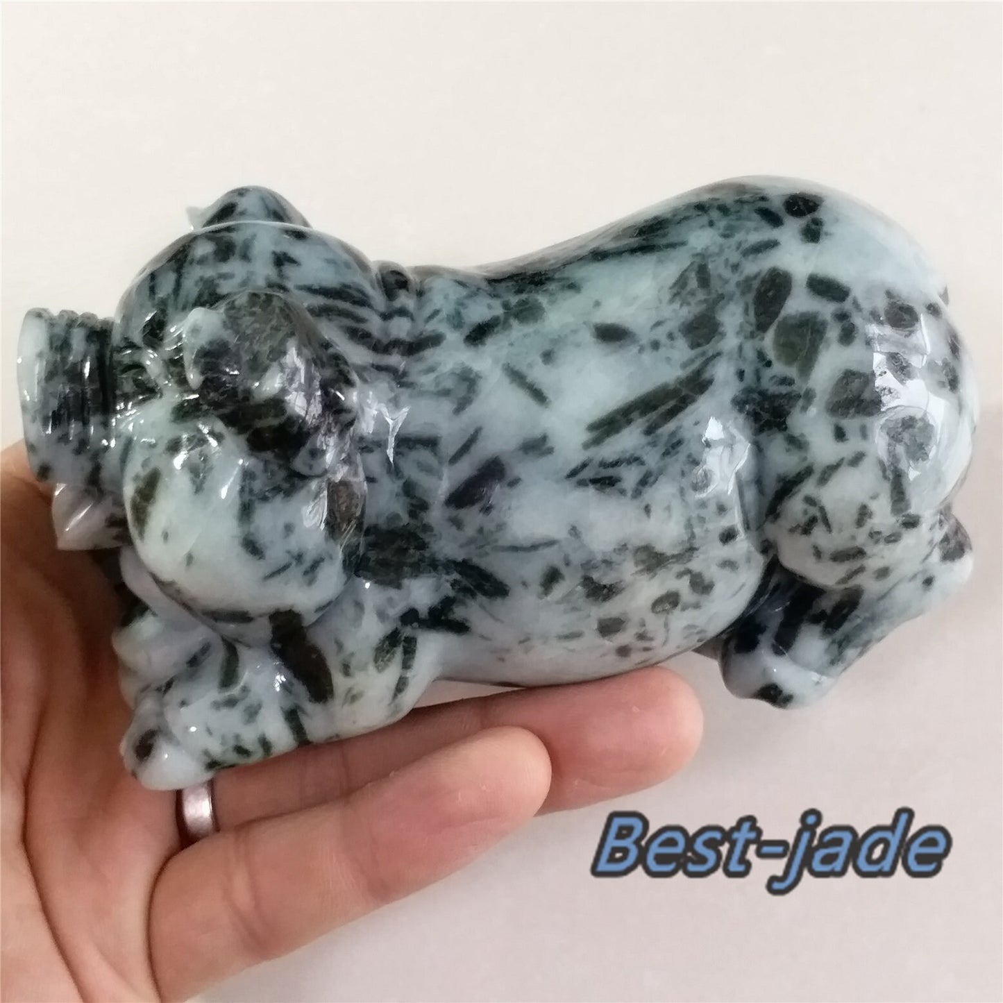 PIG Big Hand pieces Massage Held Hand craved Natural（Grade A）Green Jade Jadeite BEADS Anhänger Gemstone Hanging A stone