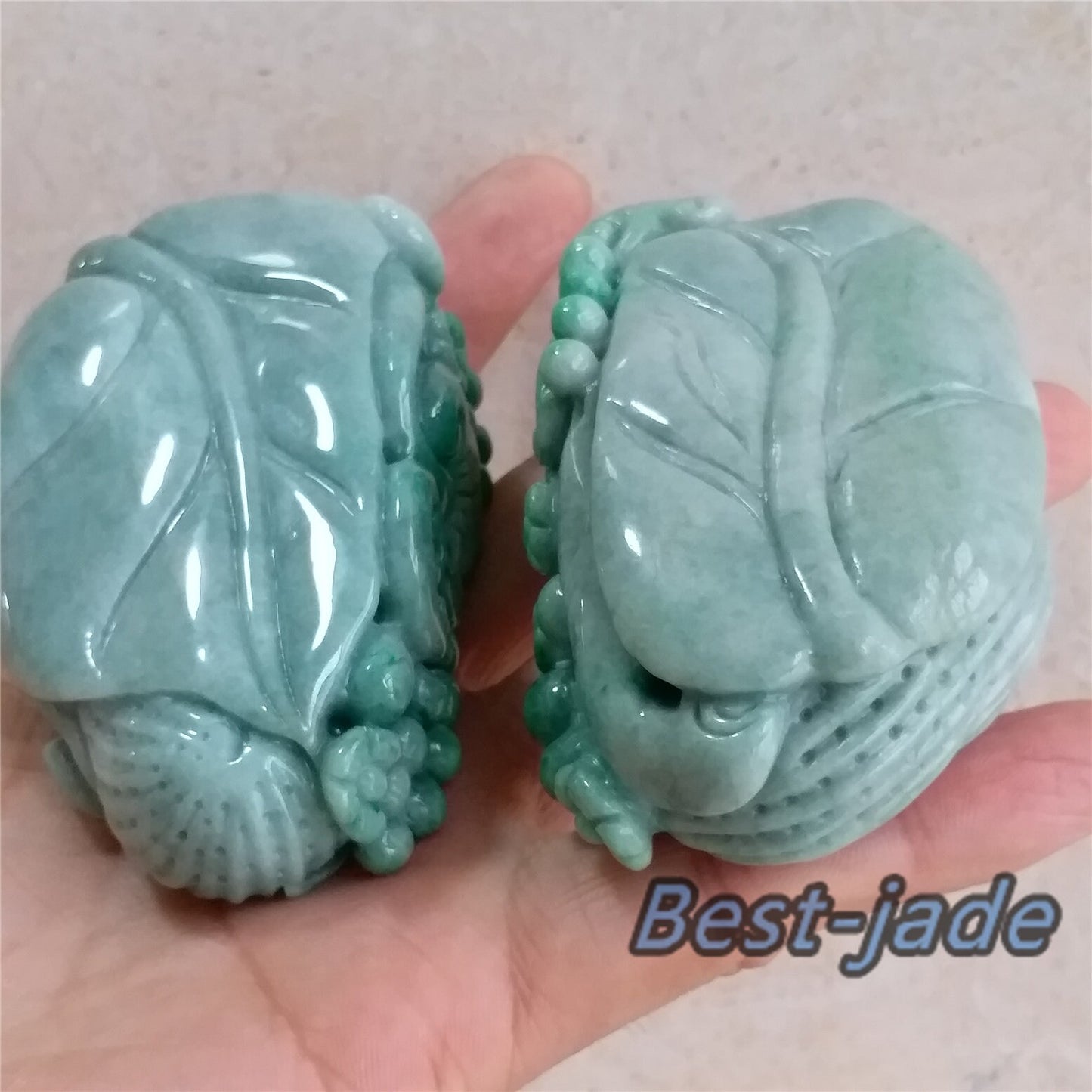 1Pair Unique Natural Green Dragon Hand held Massage Burma Jadeite Grade A Jade A stone 翡翠A货 龙腾虎跃