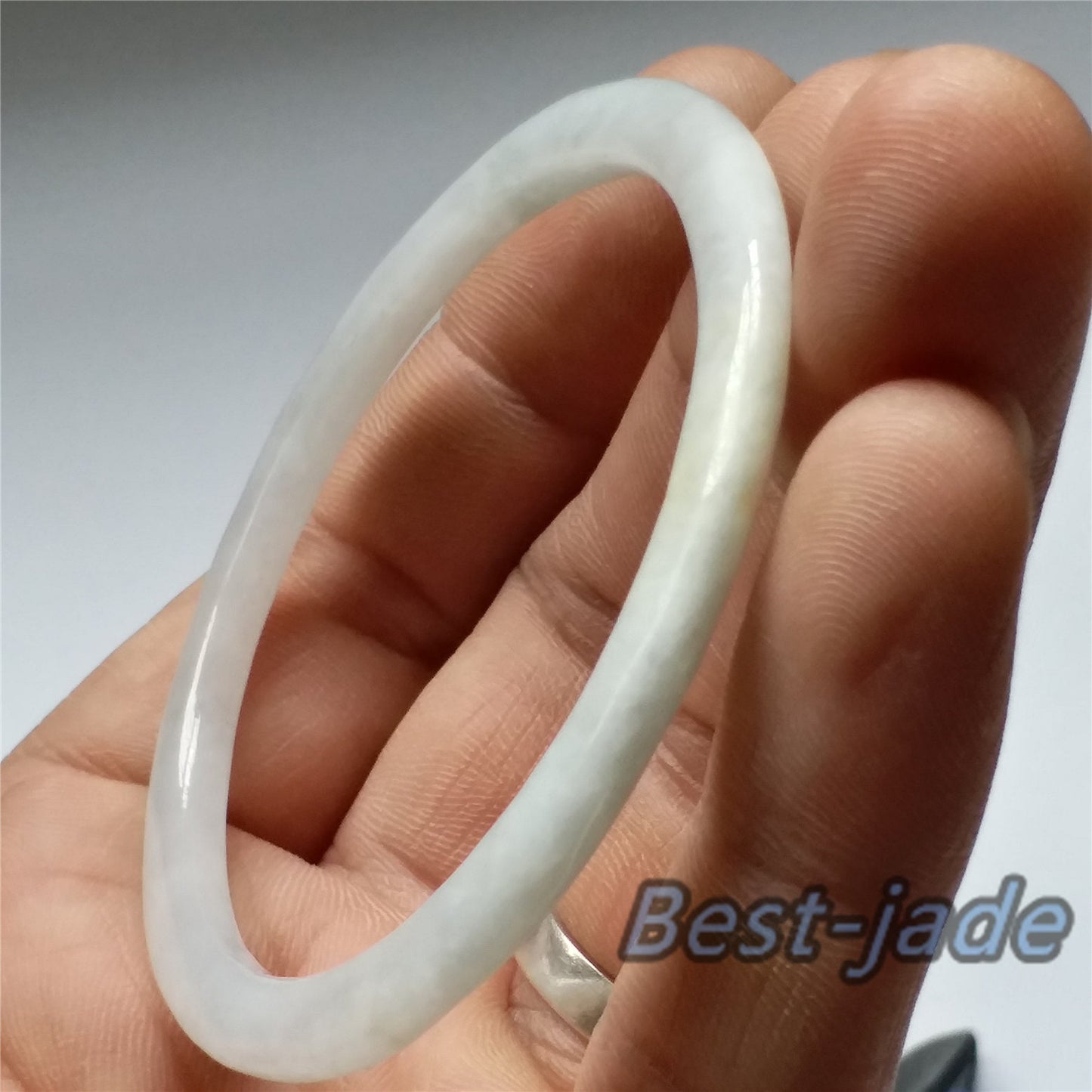 53.8mm Grade A Jade Thin band round Bangle Natural Burma jadeite green Bracelet Lady Girl Chain ICE Type A stone hand wristlet 翡翠 A货 手镯