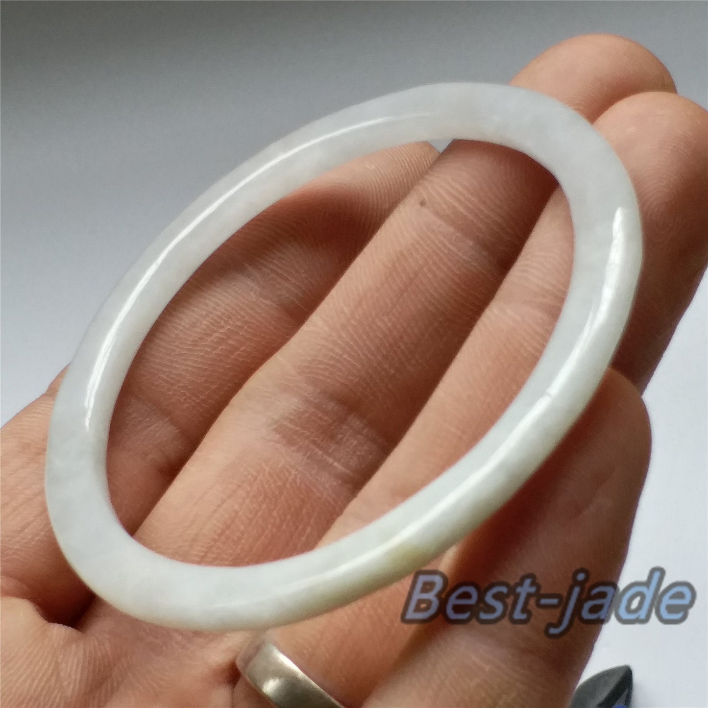 53.8mm Grade A Jade Thin band round Bangle Natural Burma jadeite green Bracelet Lady Girl Chain ICE Type A stone hand wristlet 翡翠 A货 手镯