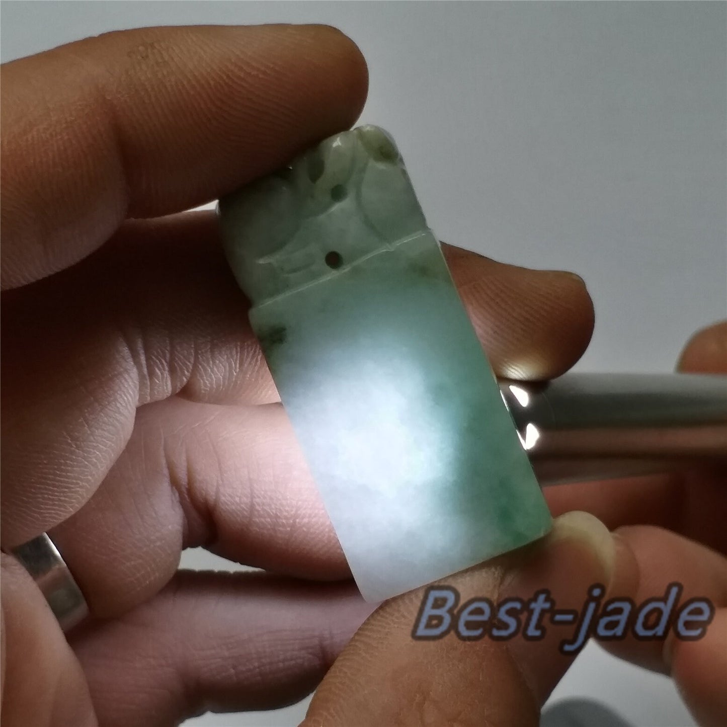 Seal Natural Grade A Jadeite Burma jade stamp Type A stone 翡翠A货 195-3