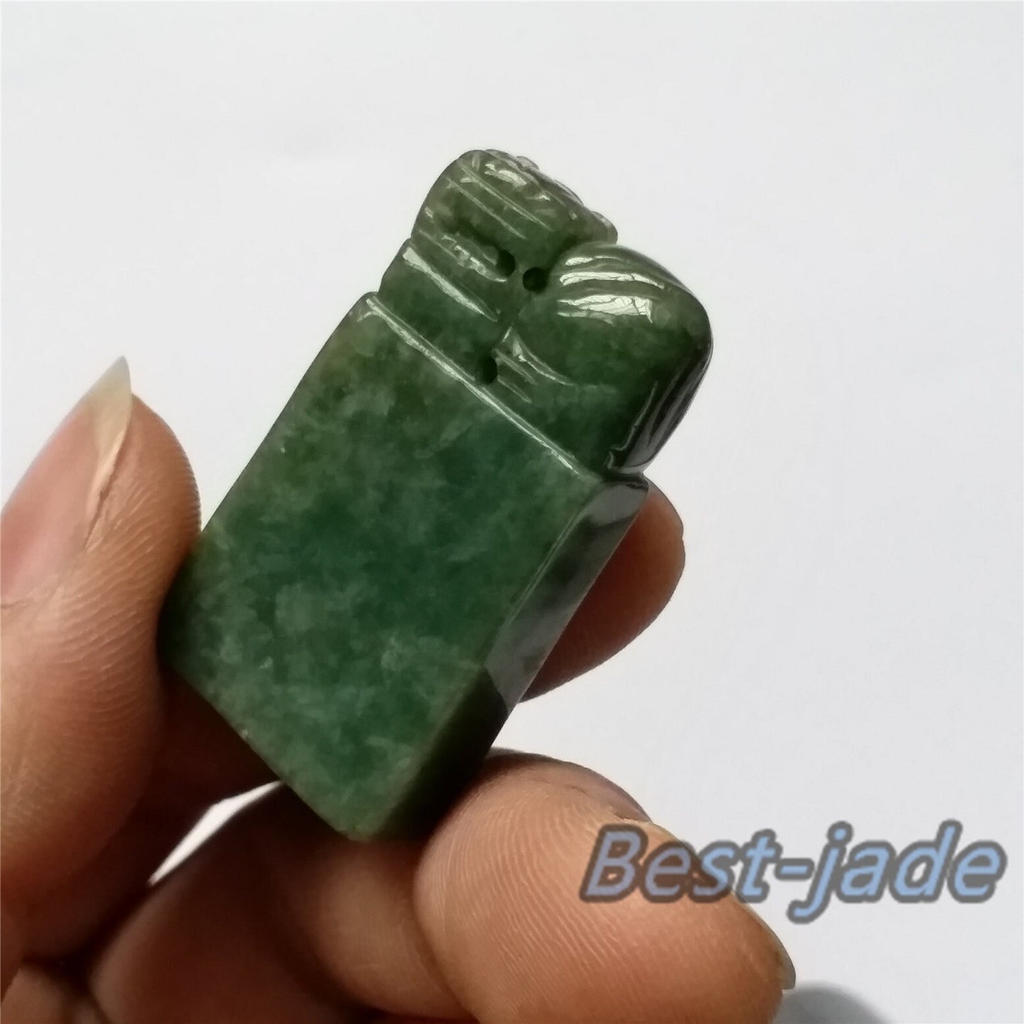 Seal Natural Green Grade A Jadeite Burma jade stamp Type A stone 翡翠A货 195-4