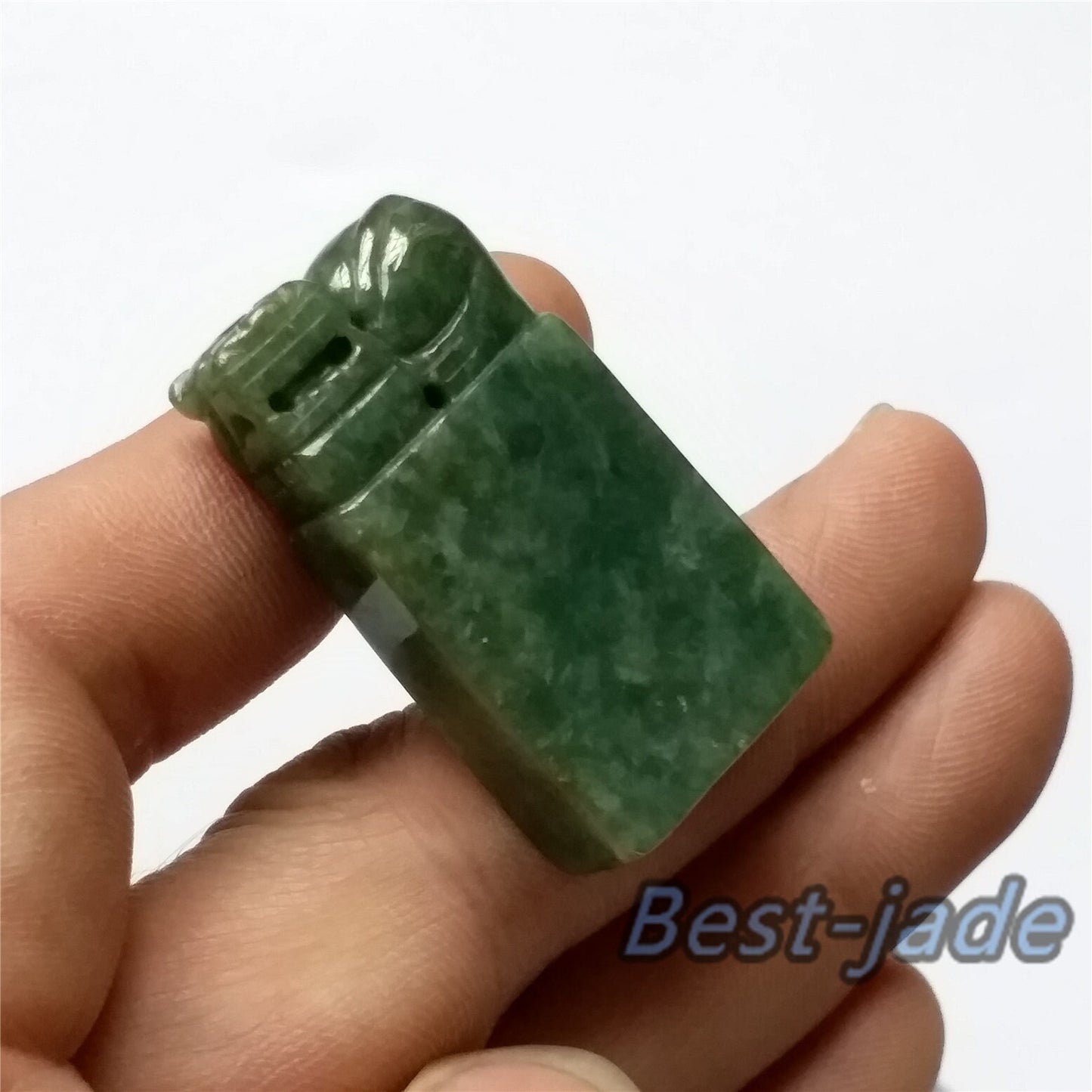 Seal Natural Green Grade A Jadeite Burma jade stamp Type A stone 翡翠A货 195-4