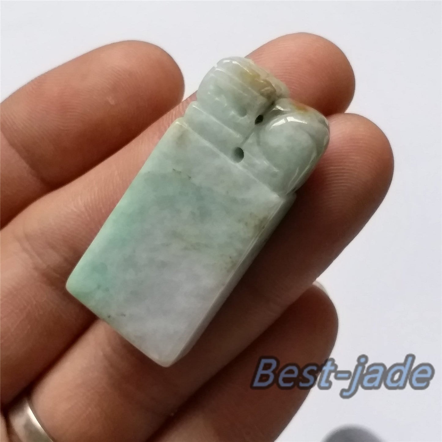 Seal Natural Grade A Jadeite Burma jade stamp Type A stone 翡翠A货 195-3