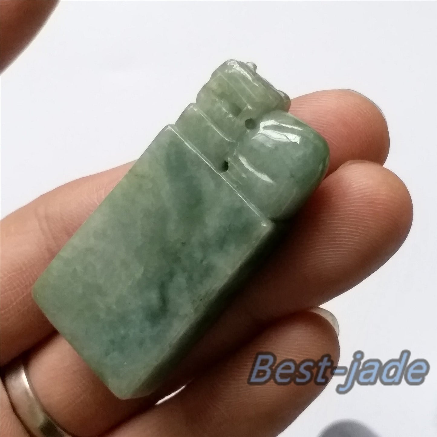 Seal Natural Green Grade A Jadeite Burma jade stamp Type A stone 翡翠A货 195-5-1