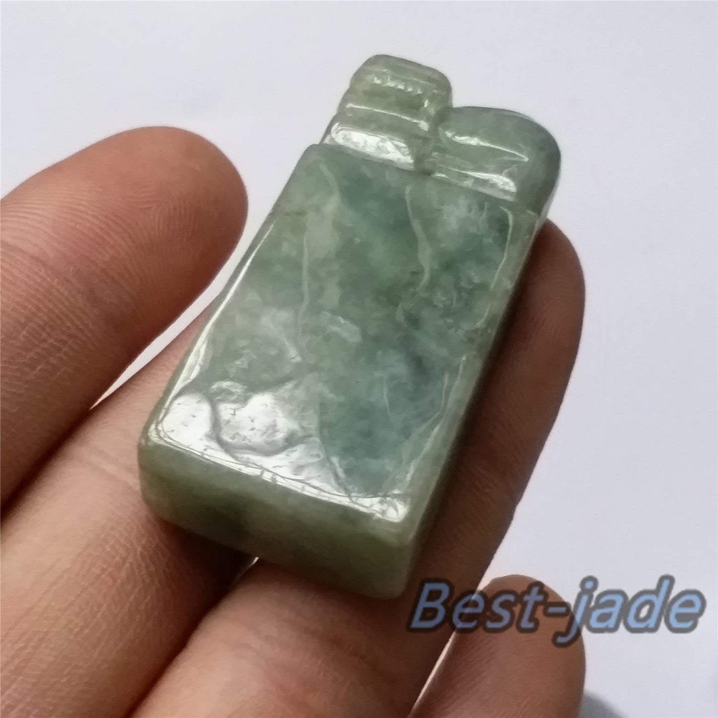 Seal Natural Green Grade A Jadeite Burma jade stamp Type A stone 翡翠A货 195-5-1