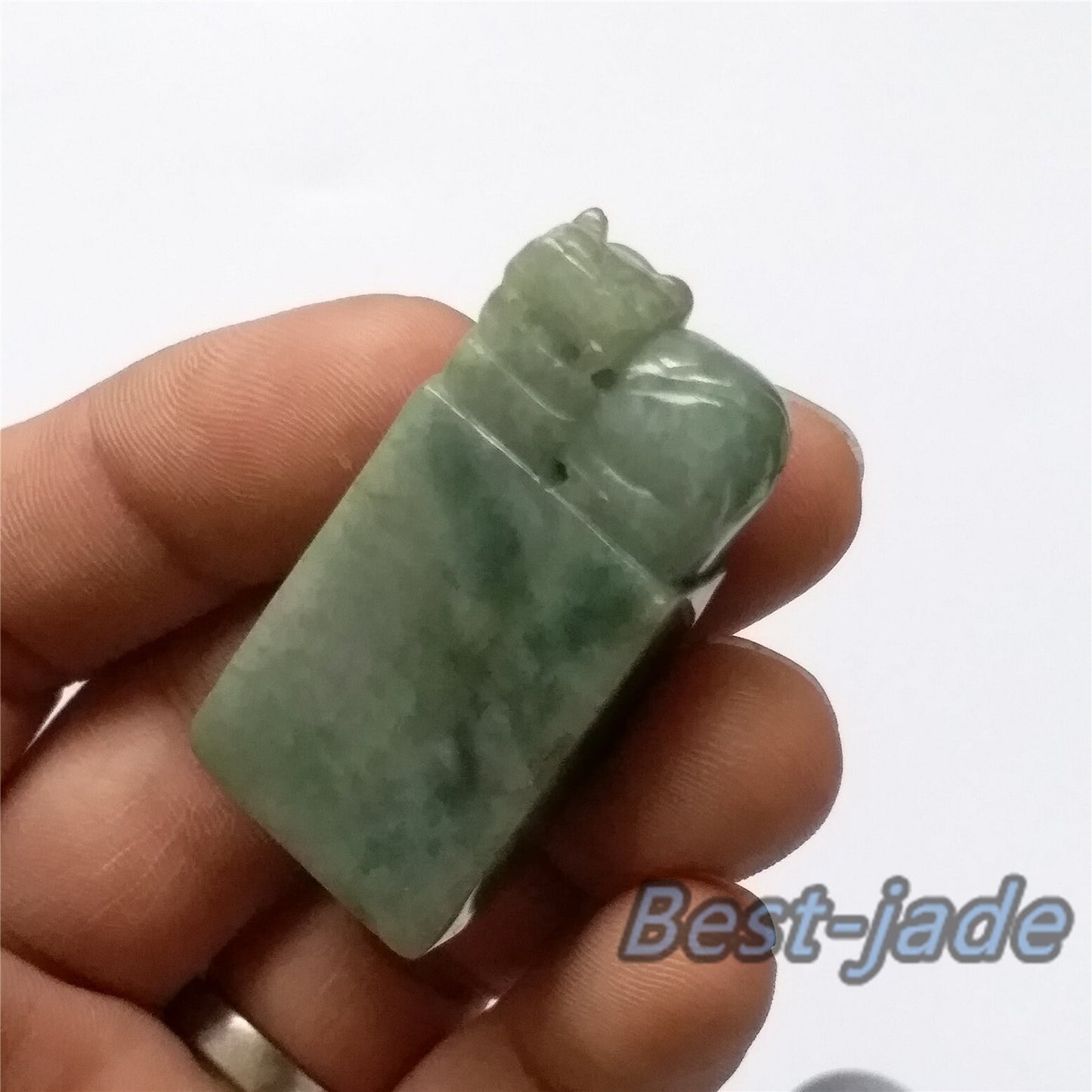 Seal Natural Green Grade A Jadeite Burma jade stamp Type A stone 翡翠A货 195-5-1