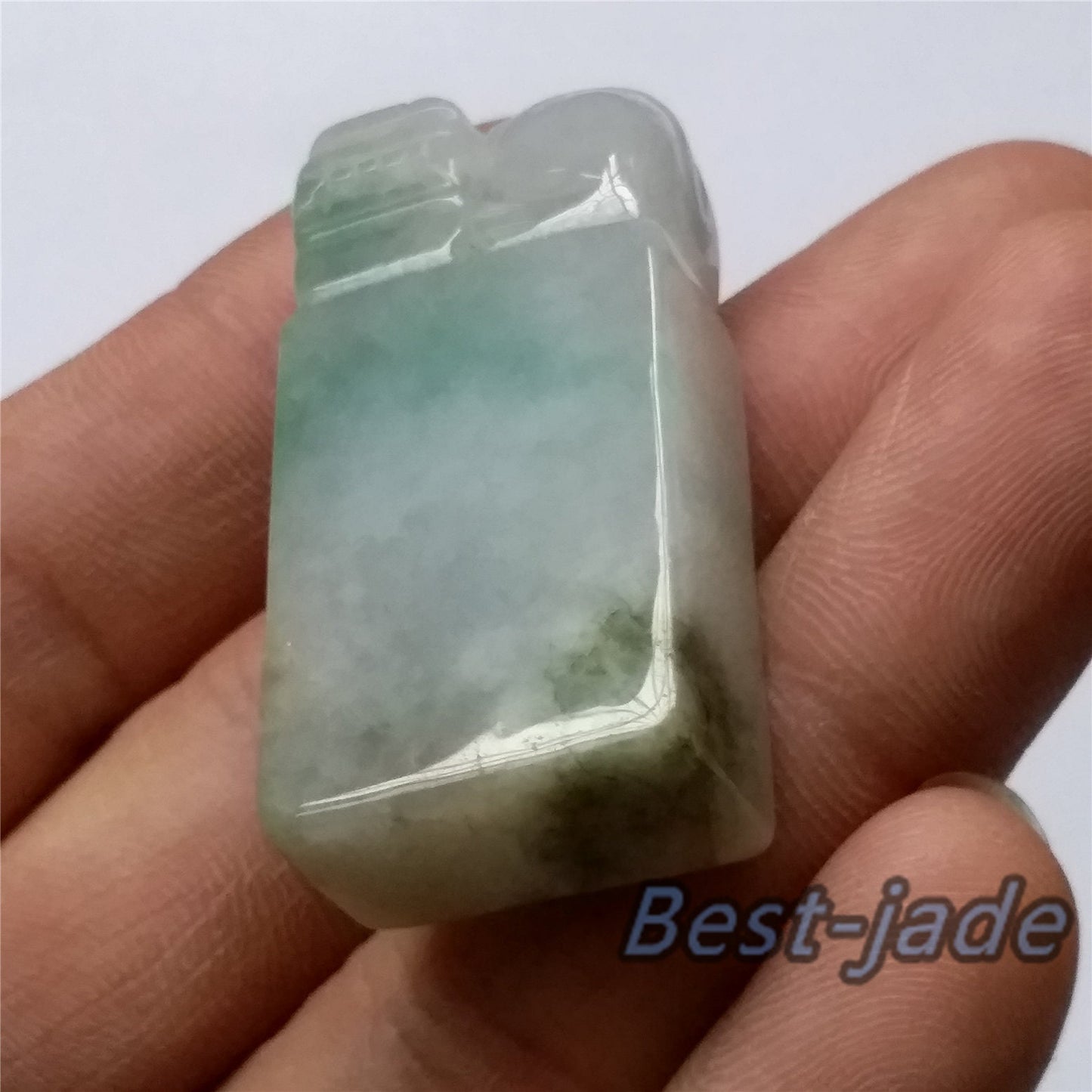 Seal Natural Green Grade A Jadeite Burma jade stamp Type A stone 翡翠A货 195-5-2