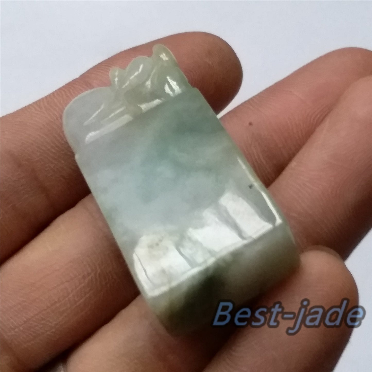 Seal Natural Green Grade A Jadeite Burma jade stamp Type A stone 翡翠A货 195-5-2