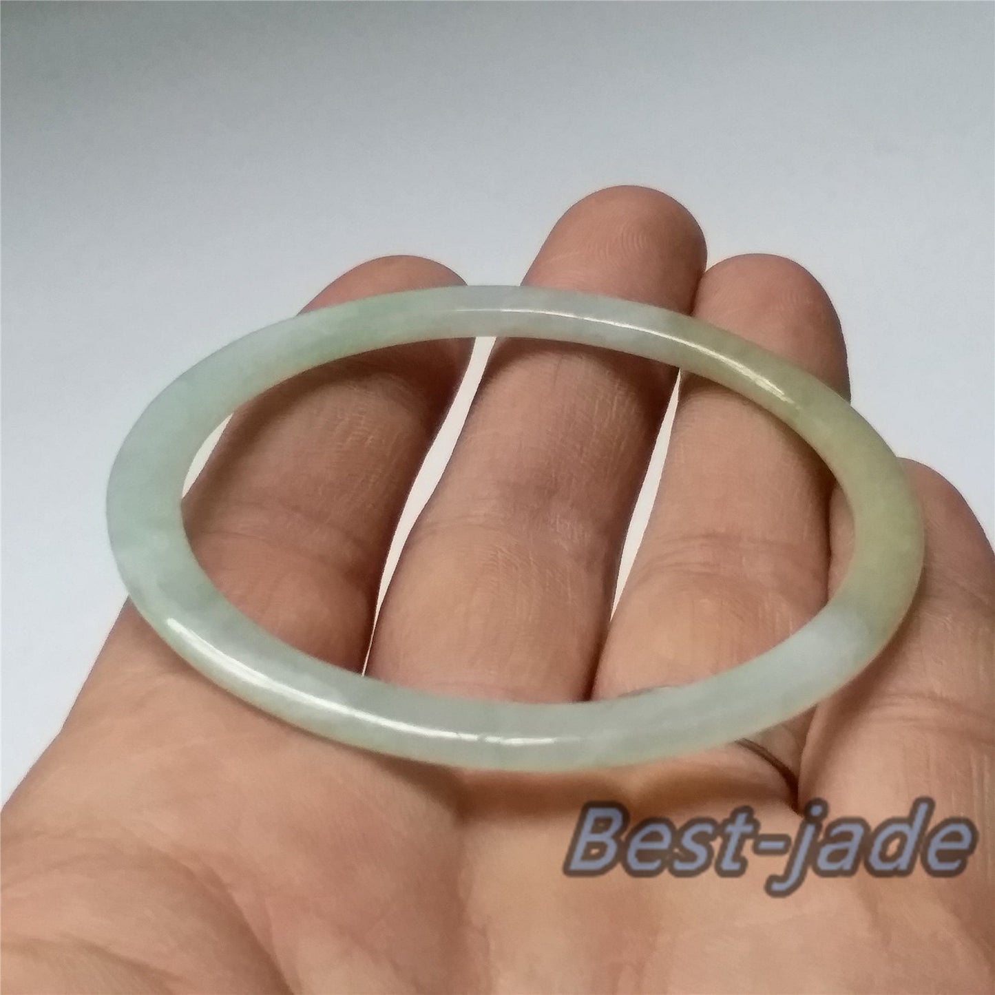 56.1mm Grade A Jade Thin band round Bangle Natural Burma jadeite green Bracelet Lady Girl Chain ICE Type A hand wristlet 翡翠 A货 手镯