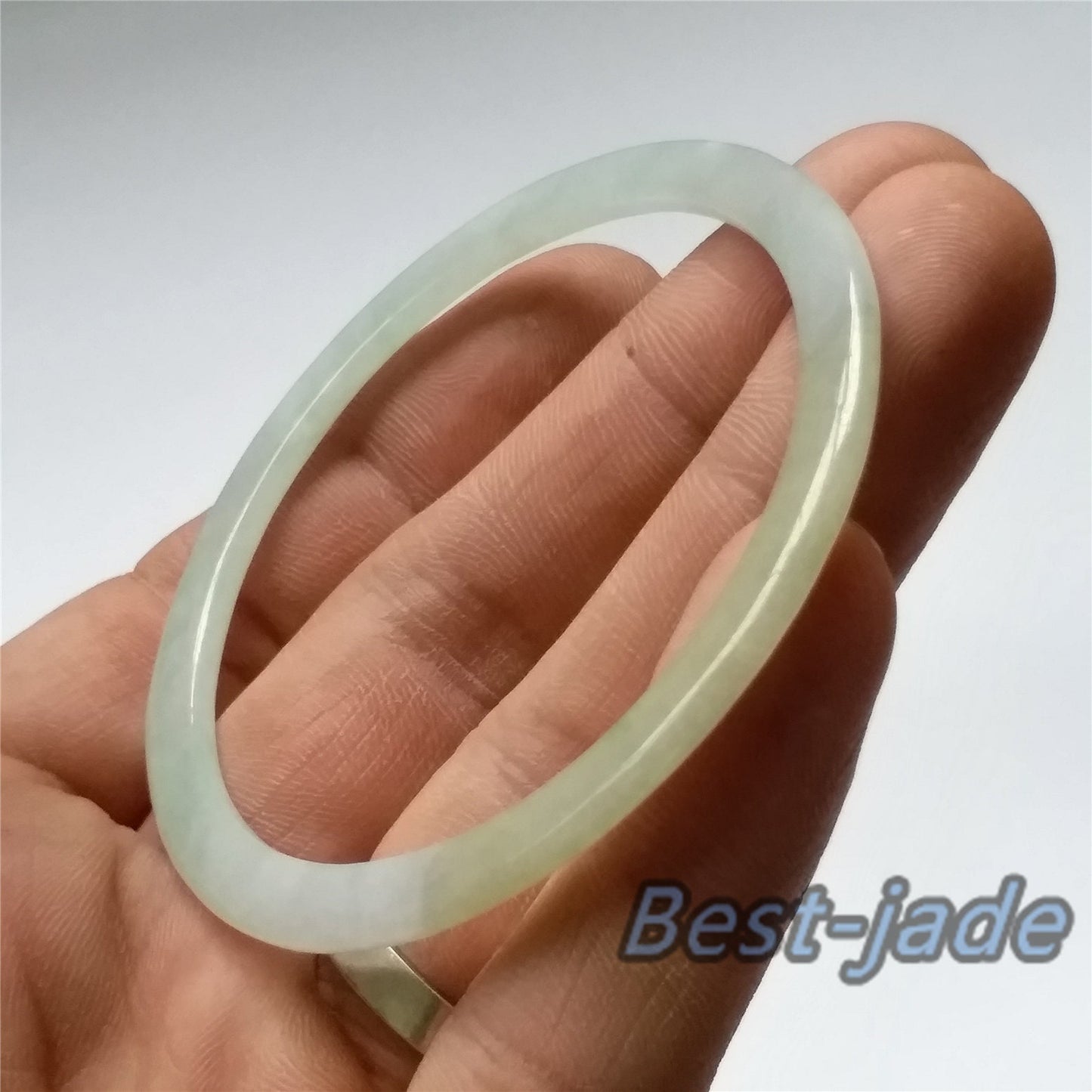 56.1mm Grade A Jade Thin band round Bangle Natural Burma jadeite green Bracelet Lady Girl Chain ICE Type A hand wristlet 翡翠 A货 手镯