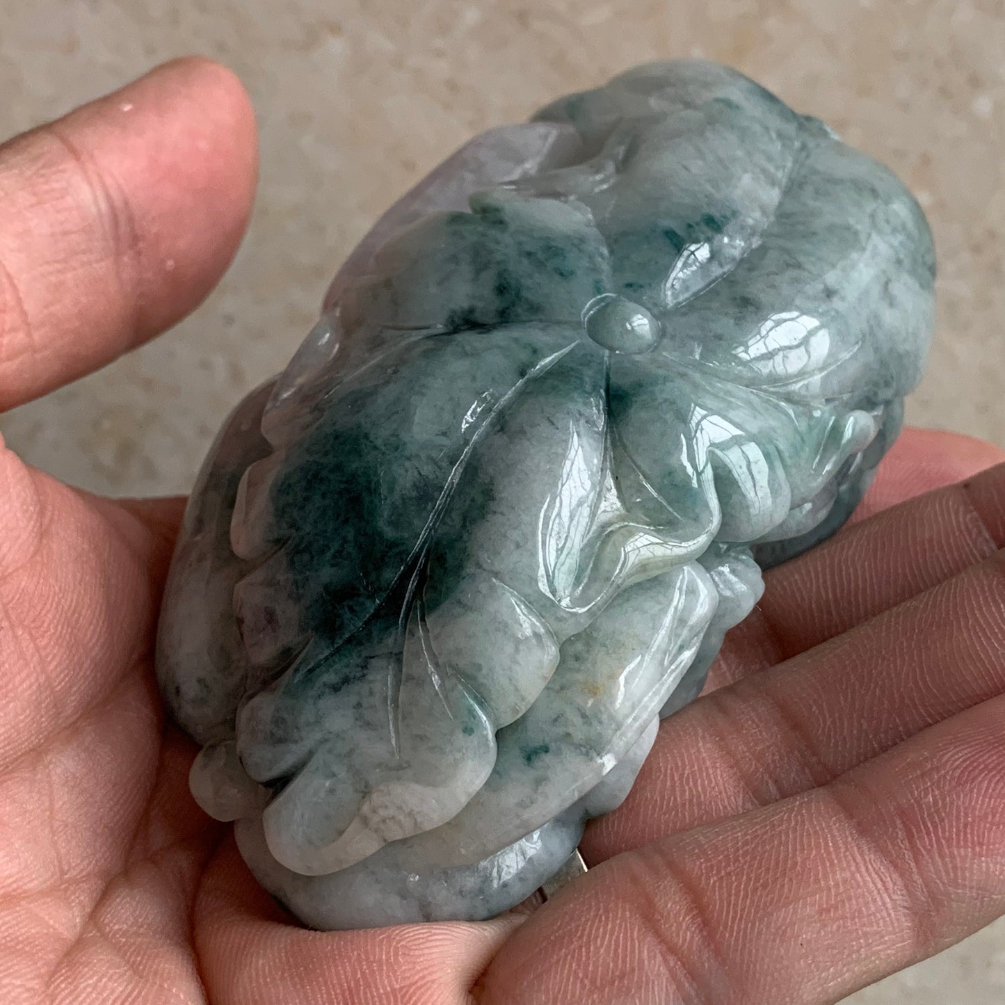 Sqecial Natural Jadeite & Albite jade Green Pixiu and Dragon Hand held Massage Type A Jadeite Natural Burma Jade BEADS Father‘s day gift