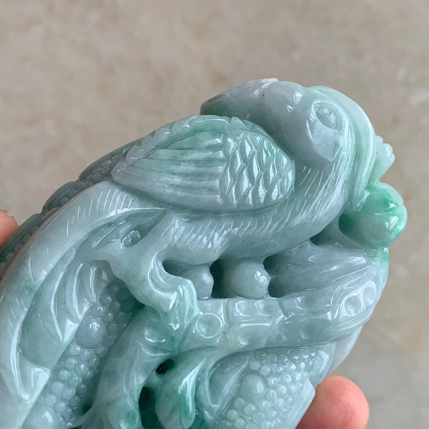 Parrot Hand held Massage Good polishing Hand craved Natural Grade A Green Jade Burman Jadeite BEADS Pendant Gemstone Hanging A stone 手把件