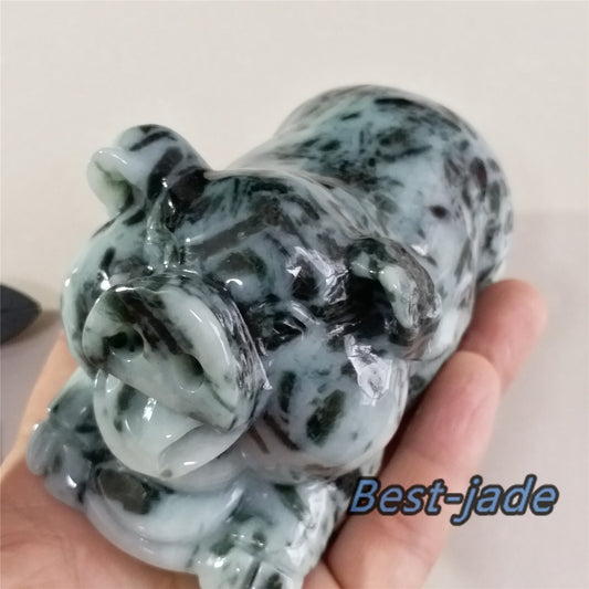 PIG Big Hand pieces Massage Held Hand craved Natural（Grade A）Green Jade Jadeite BEADS Anhänger Gemstone Hanging A stone