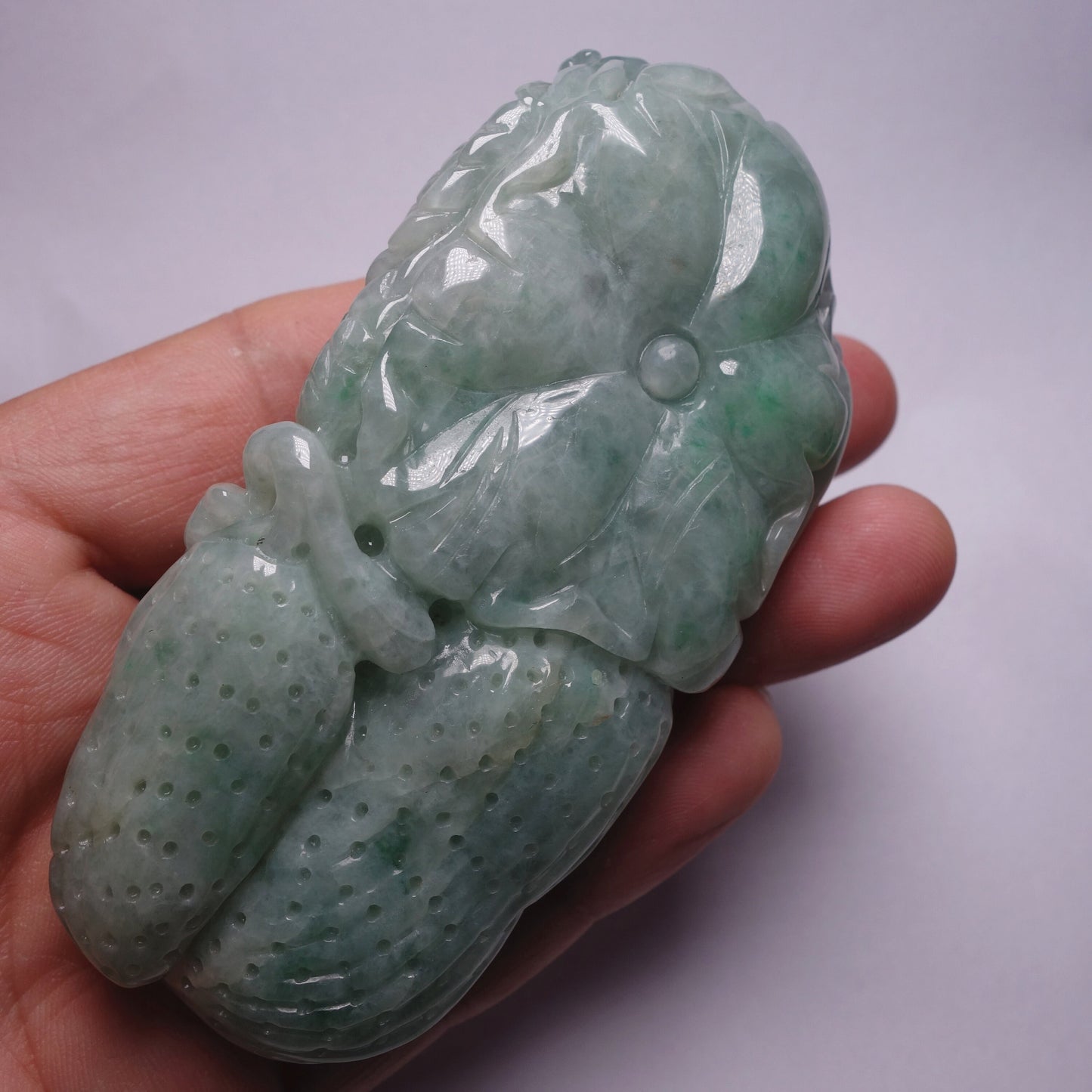 Good carving Natura Ice Green Dragon Hand held Massage Burma Jadeite Grade A Jade A stone Big Pendant 翡翠A货 虎虎生威