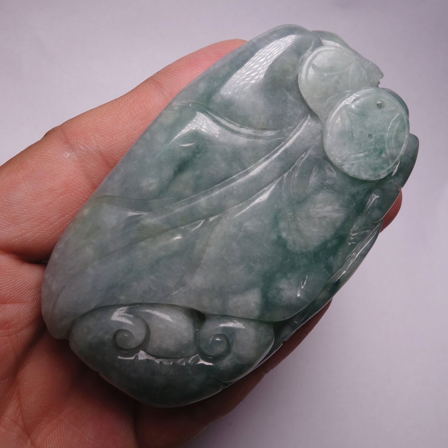 Natura Glass Green Frog Hand held Massage Burma Jadeite Grade A Jade A stone 翡翠A货 三角蟾手把件