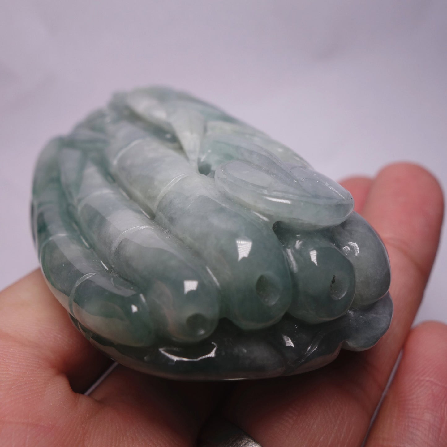 Natura Glass Green Frog Hand held Massage Burma Jadeite Grade A Jade A stone 翡翠A货 三角蟾手把件