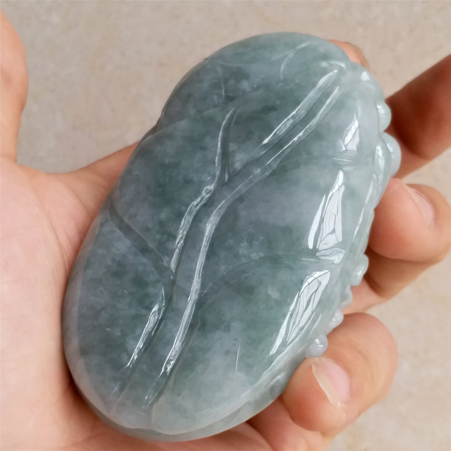 Good carving Natura Ice Green Dragon Hand held Massage Burma Jadeite Grade A Jade A stone Big Pendant 翡翠A货 虎虎生威