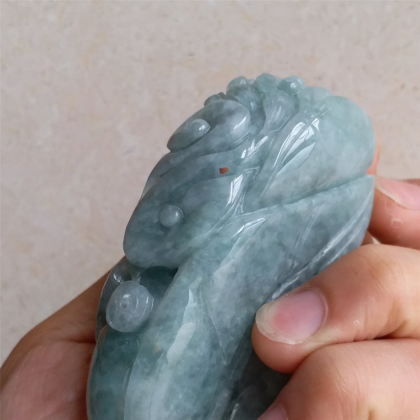 Good carving Natura Ice Green Dragon Hand held Massage Burma Jadeite Grade A Jade A stone Big Pendant 翡翠A货 虎虎生威