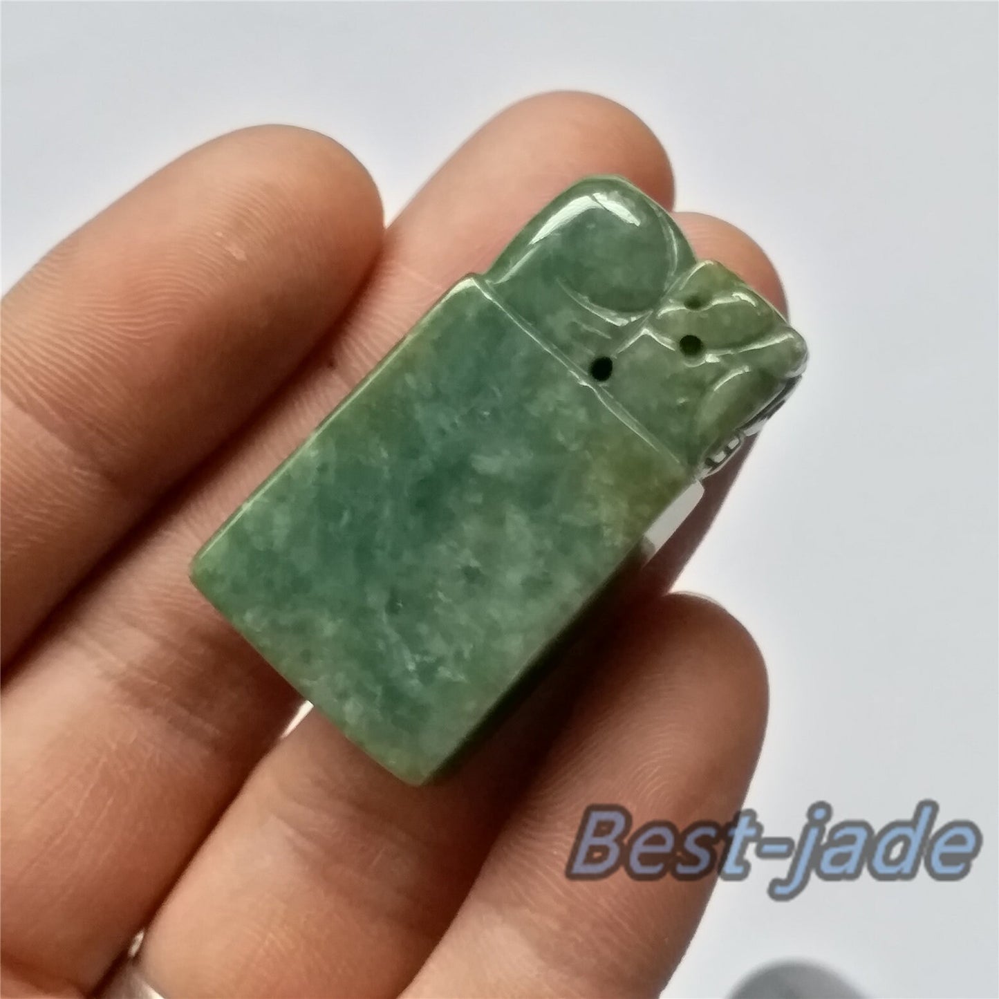 Seal Natural Green Grade A Jadeite Burma jade stamp Type A stone 翡翠A货 195-4