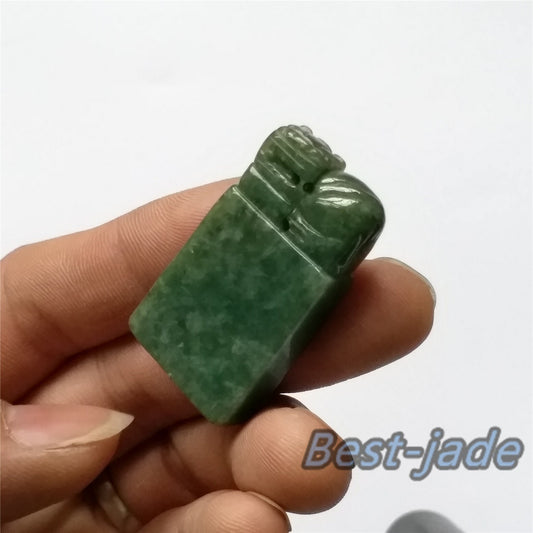 Seal Natural Green Grade A Jadeite Burma jade stamp Type A stone 翡翠A货 195-4