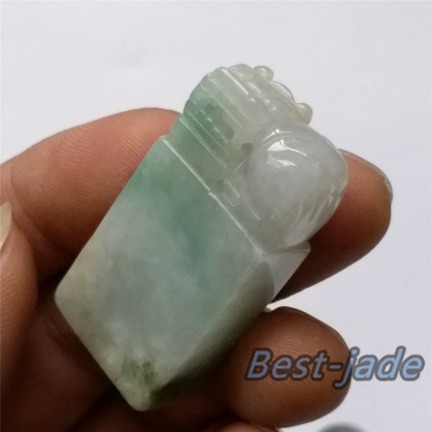 Seal Natural Green Grade A Jadeite Burma jade stamp Type A stone 翡翠A货 195-5-2