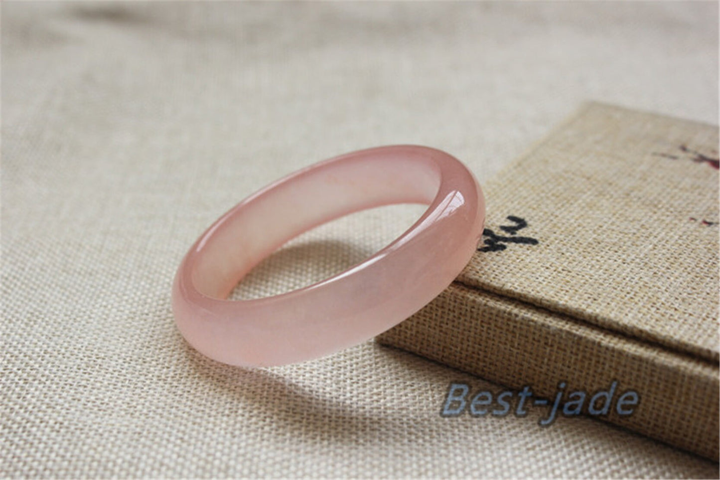 56-62mm Wholesale Natural pink Pure Jade Girl Bangle Bracelet Lady Hand carved Chain Natural  A stone